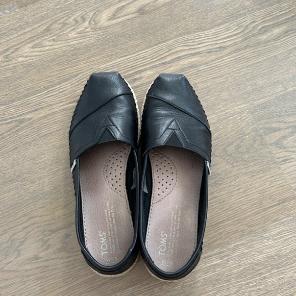 Toms Leather Alpargata Espadrille Black Size 7.5 - Picture 6 of 7